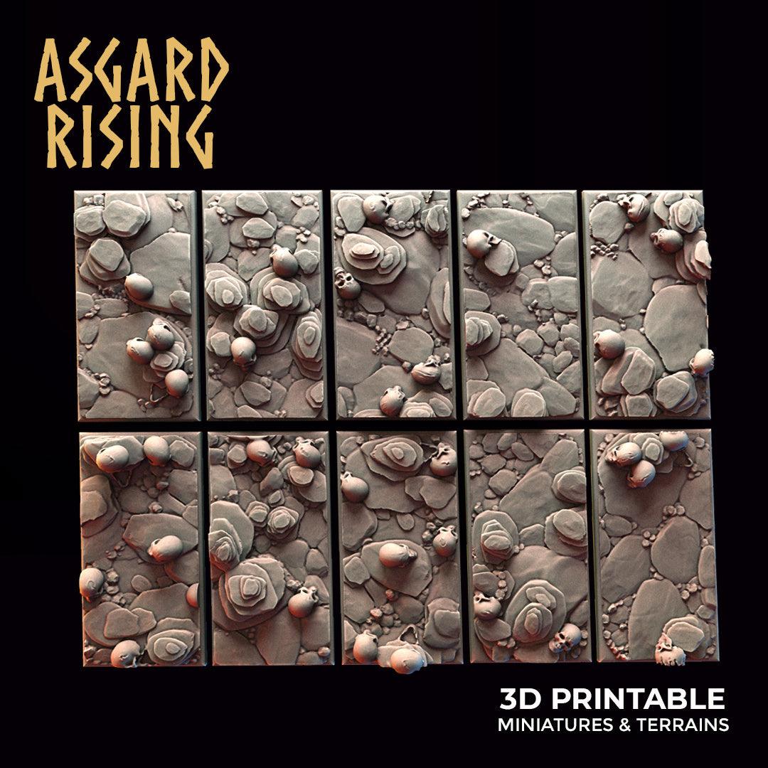 3D Printed Asgard Rising Burial Ground Rectangle Bases 28 32mm D&D (Online Only)