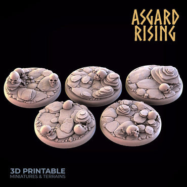 3D Printed Asgard Rising Burial Ground Round Base Set 25 28 32 35mm D&D (Online Only)