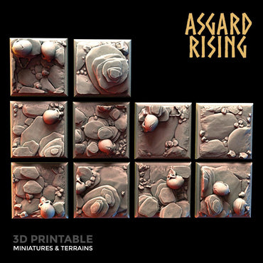 3D Printed Asgard Rising Burial Ground Square Base Set 25 28 32 35mm D&D (Online Only)