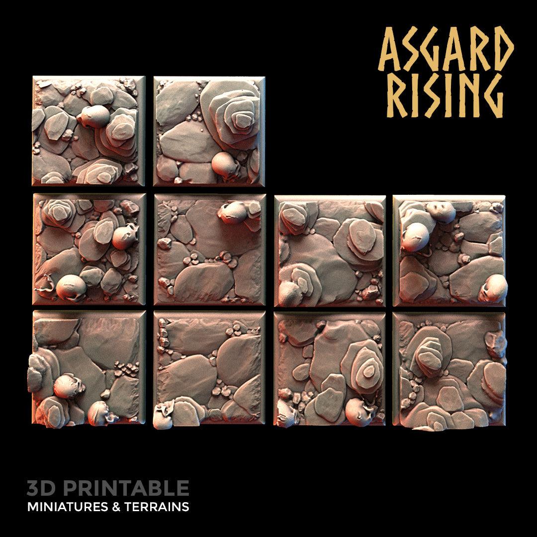 3D Printed Asgard Rising Burial Ground Square Bases 25 28 32 35mm D&D (Online Only)