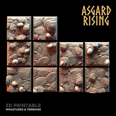 3D Printed Asgard Rising Burial Ground Square Bases 25 28 32 35mm D&D (Online Only)