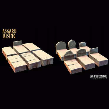 3D Printed Asgard Rising Cemetery Graves Set 28mm-32mm Ragnarok D&D (Online Only)