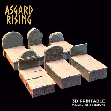 3D Printed Asgard Rising Cemetery Graves Set 28mm-32mm Ragnarok D&D (Online Only)