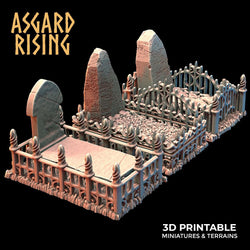 3D Printed Asgard Rising Cemetery Graves with Fence Set 28mm-32mm Ragnarok D&D (Online Only)