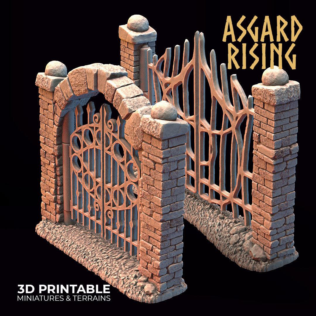 3D Printed Asgard Rising Cemetery Iron Gate Set Only 28mm-32mm Ragnarok D&D (Online Only)