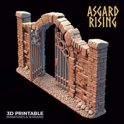 3D Printed Asgard Rising Cemetery Iron Wall Gate Set A 28mm-32mm Ragnarok D&D (Online Only)