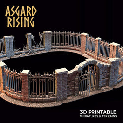 3D Printed Asgard Rising Cemetery Iron Wall Gate Set A 28mm-32mm Ragnarok D&D (Online Only)