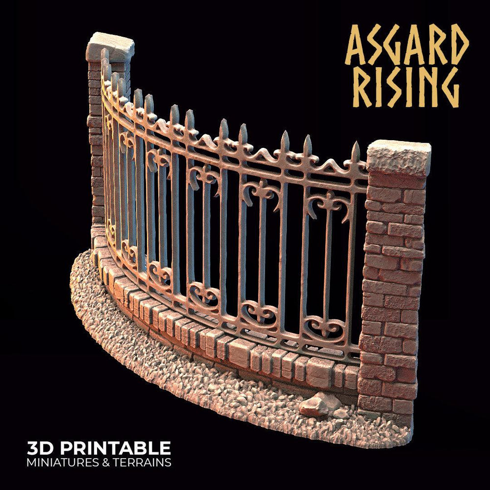 3D Printed Asgard Rising Cemetery Iron Wall Gate Set A 28mm-32mm Ragnarok D&D (Online Only)