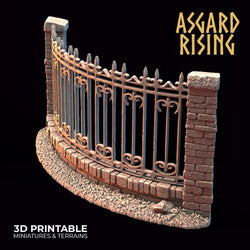 3D Printed Asgard Rising Cemetery Iron Wall Gate Set A 28mm-32mm Ragnarok D&D (Online Only)