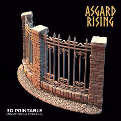3D Printed Asgard Rising Cemetery Iron Wall Gate Set A 28mm-32mm Ragnarok D&D (Online Only)