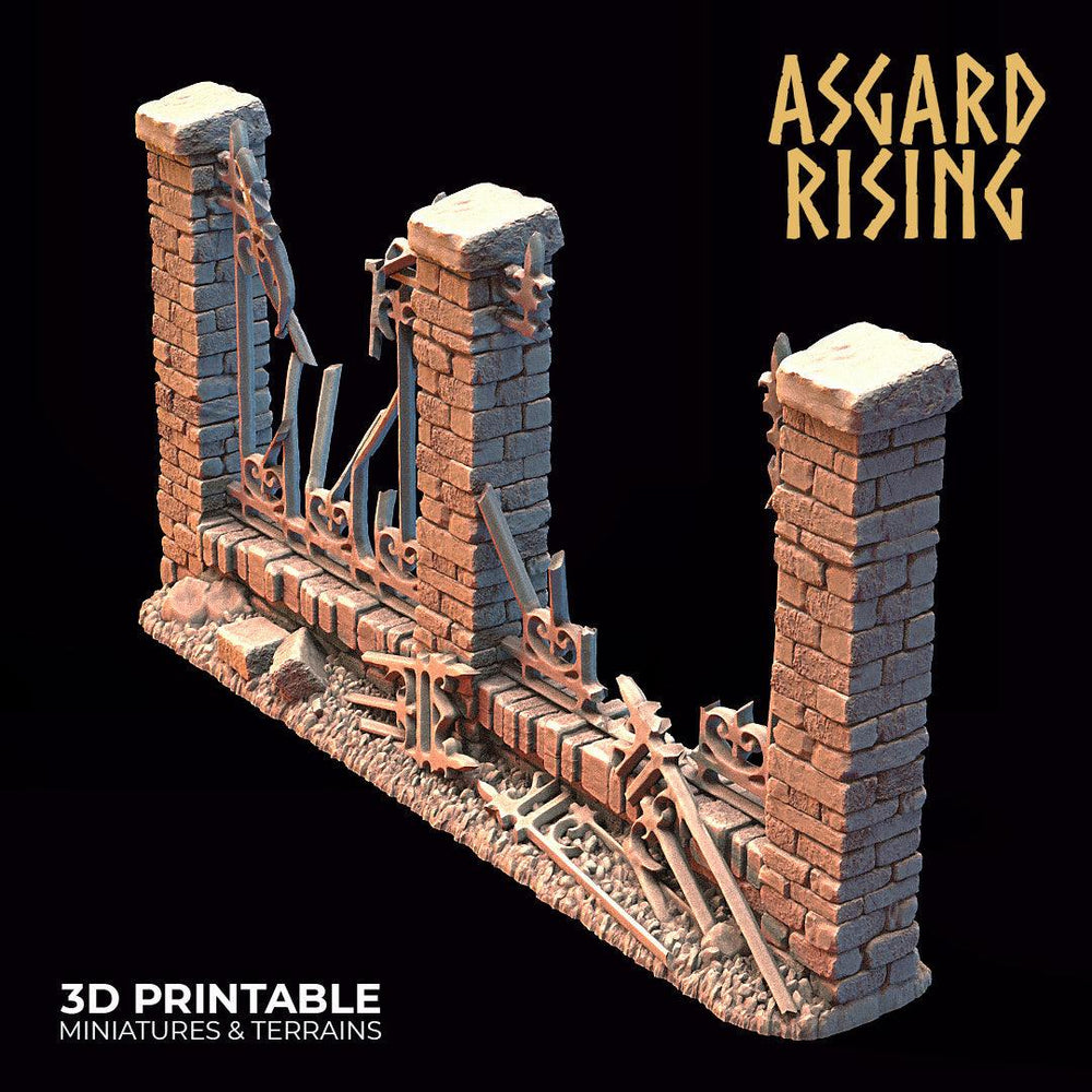 3D Printed Asgard Rising Cemetery Iron Wall Gate Set A 28mm-32mm Ragnarok D&D (Online Only)