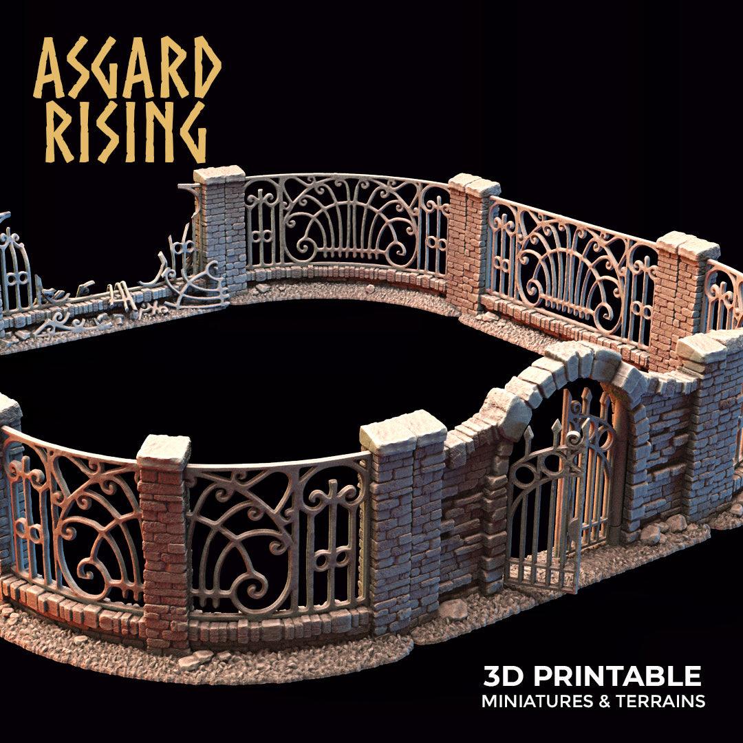 3D Printed Asgard Rising Cemetery Iron Wall Gate Set B 28mm-32mm Ragnarok D&D (Online Only)