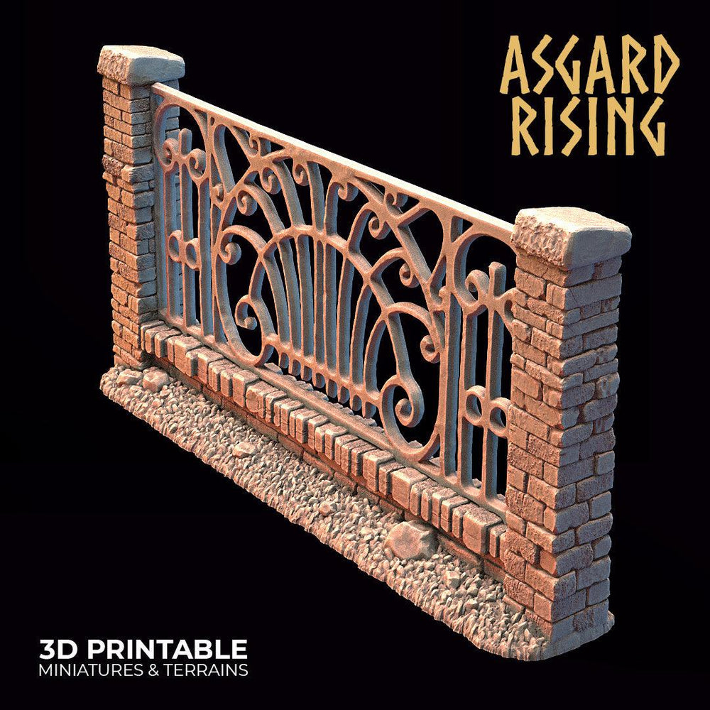 3D Printed Asgard Rising Cemetery Iron Wall Gate Set B 28mm-32mm Ragnarok D&D (Online Only)