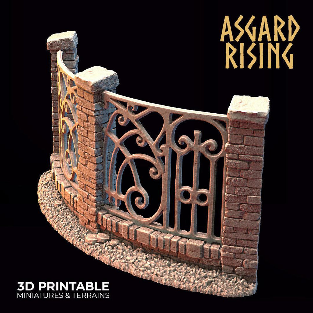 3D Printed Asgard Rising Cemetery Iron Wall Gate Set B 28mm-32mm Ragnarok D&D (Online Only)