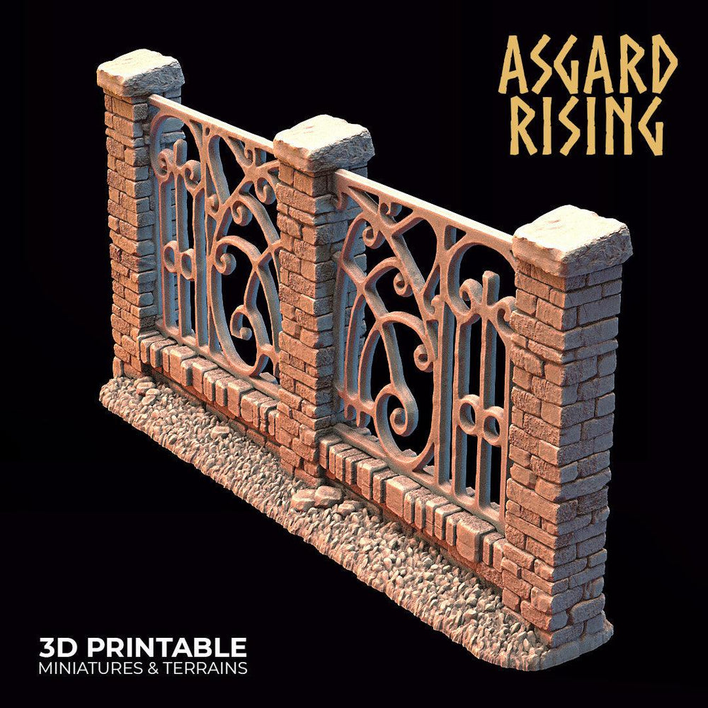 3D Printed Asgard Rising Cemetery Iron Wall Gate Set B 28mm-32mm Ragnarok D&D (Online Only)