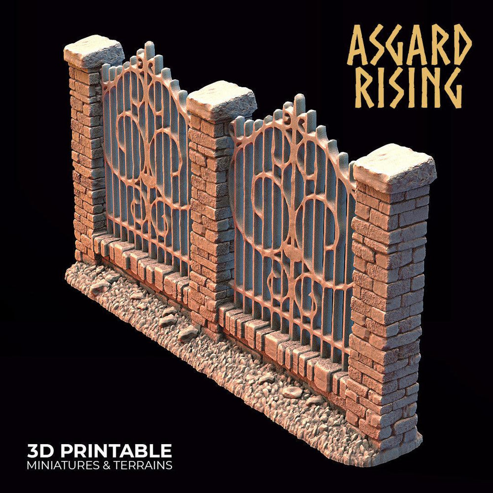 3D Printed Asgard Rising Cemetery Iron Wall Gate Set C 28mm-32mm Ragnarok D&D (Online Only)