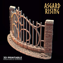 3D Printed Asgard Rising Cemetery Iron Wall Gate Set C 28mm-32mm Ragnarok D&D (Online Only)