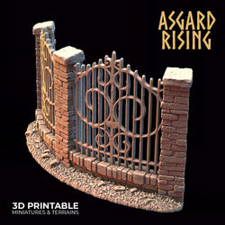 3D Printed Asgard Rising Cemetery Iron Wall Gate Set C 28mm-32mm Ragnarok D&D (Online Only)