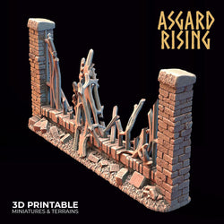 3D Printed Asgard Rising Cemetery Iron Wall Gate Set C 28mm-32mm Ragnarok D&D (Online Only)