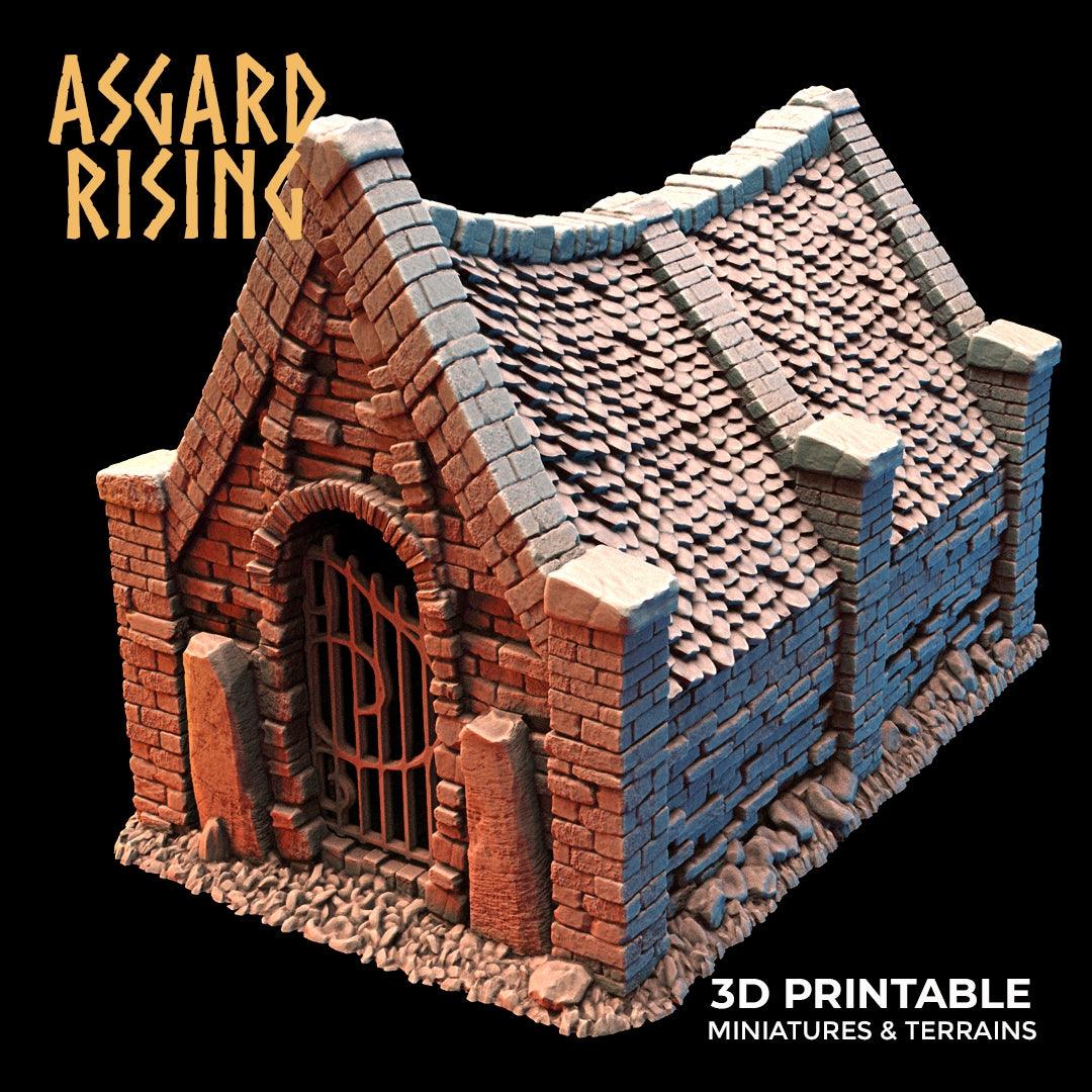 3D Printed Asgard Rising Cemetery Mausoleum 28mm-32mm Ragnarok D&D (Online Only)