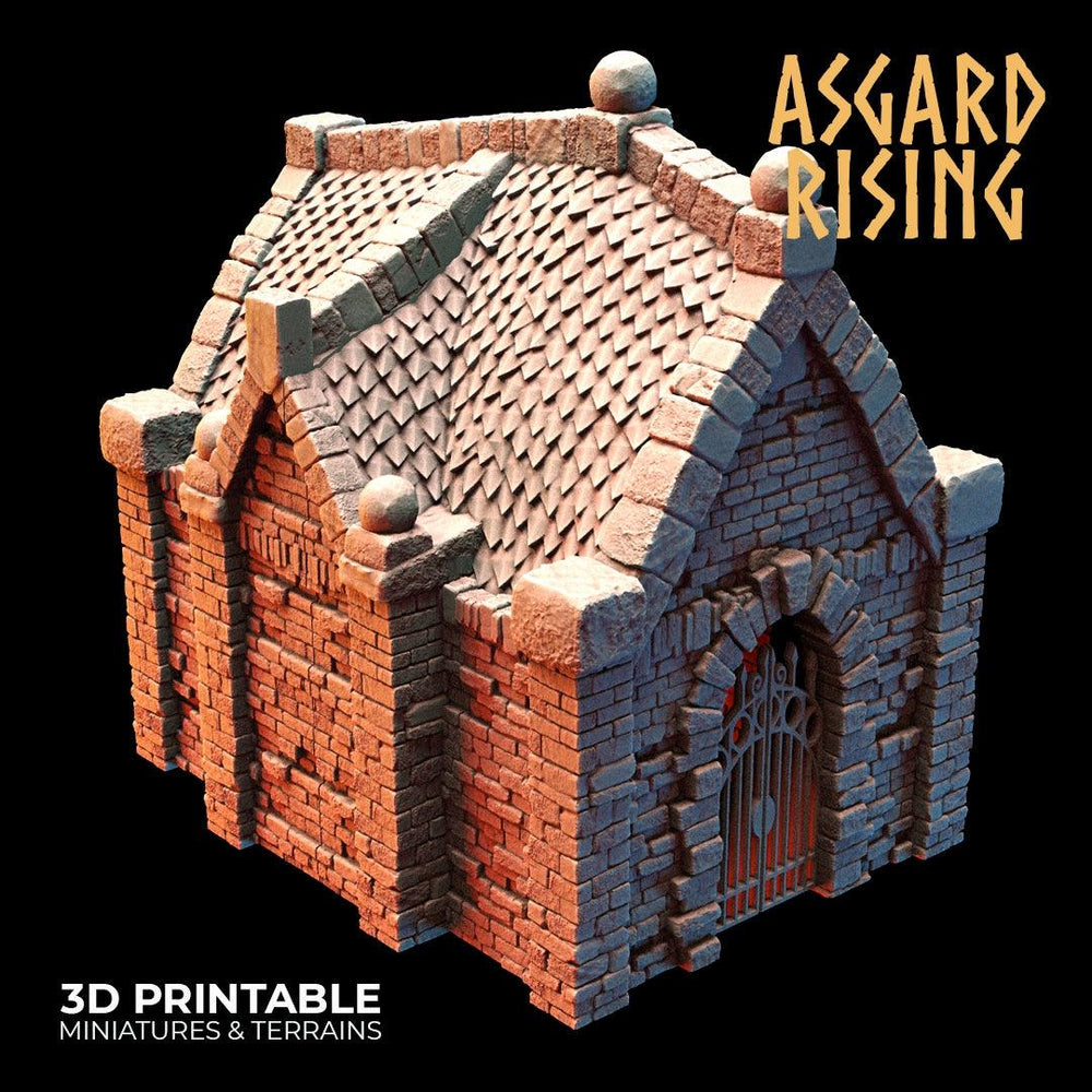 3D Printed Asgard Rising Cemetery Mausoleum Set 28mm-32mm Ragnarok D&D (Online Only)