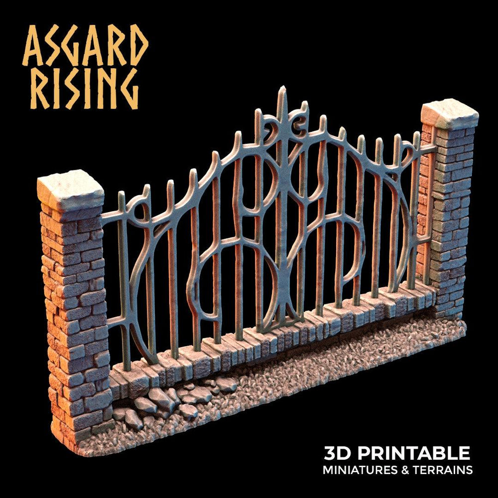 3D Printed Asgard Rising Cemetery Stone Wall Fence Set 28mm-32mm Ragnarok D&D (Online Only)