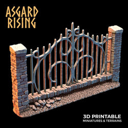 3D Printed Asgard Rising Cemetery Stone Wall Fence Set 28mm-32mm Ragnarok D&D (Online Only)