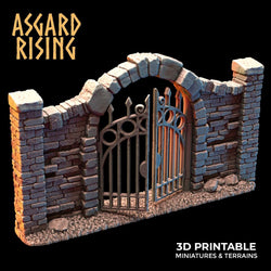 3D Printed Asgard Rising Cemetery Stone Wall Fence Set 28mm-32mm Ragnarok D&D (Online Only)