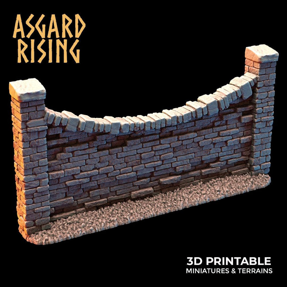 3D Printed Asgard Rising Cemetery Stone Wall Fence Set 28mm-32mm Ragnarok D&D (Online Only)