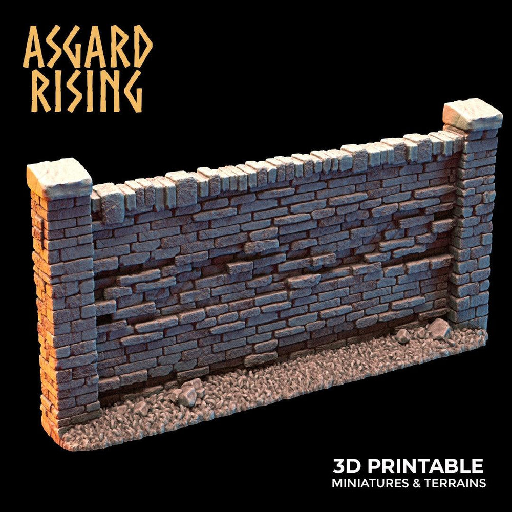3D Printed Asgard Rising Cemetery Stone Wall Fence Set 28mm-32mm Ragnarok D&D (Online Only)