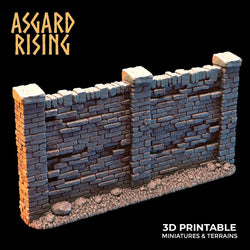 3D Printed Asgard Rising Cemetery Stone Wall Fence Set 28mm-32mm Ragnarok D&D (Online Only)