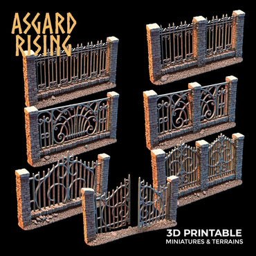 3D Printed Asgard Rising Cemetery Stone Wall Fence Set 28mm-32mm Ragnarok D&D (Online Only)
