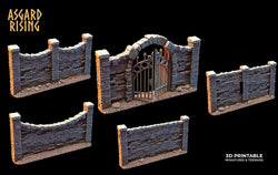 3D Printed Asgard Rising Cemetery Stone Wall Fence Set 28mm-32mm Ragnarok D&D (Online Only)