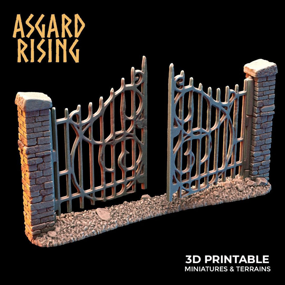3D Printed Asgard Rising Cemetery Stone Wall Fence Set 28mm-32mm Ragnarok D&D (Online Only)