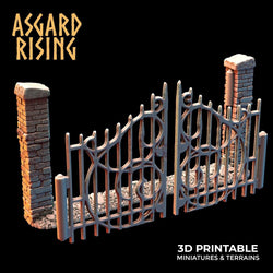 3D Printed Asgard Rising Cemetery Stone Wall Fence Set 28mm-32mm Ragnarok D&D (Online Only)