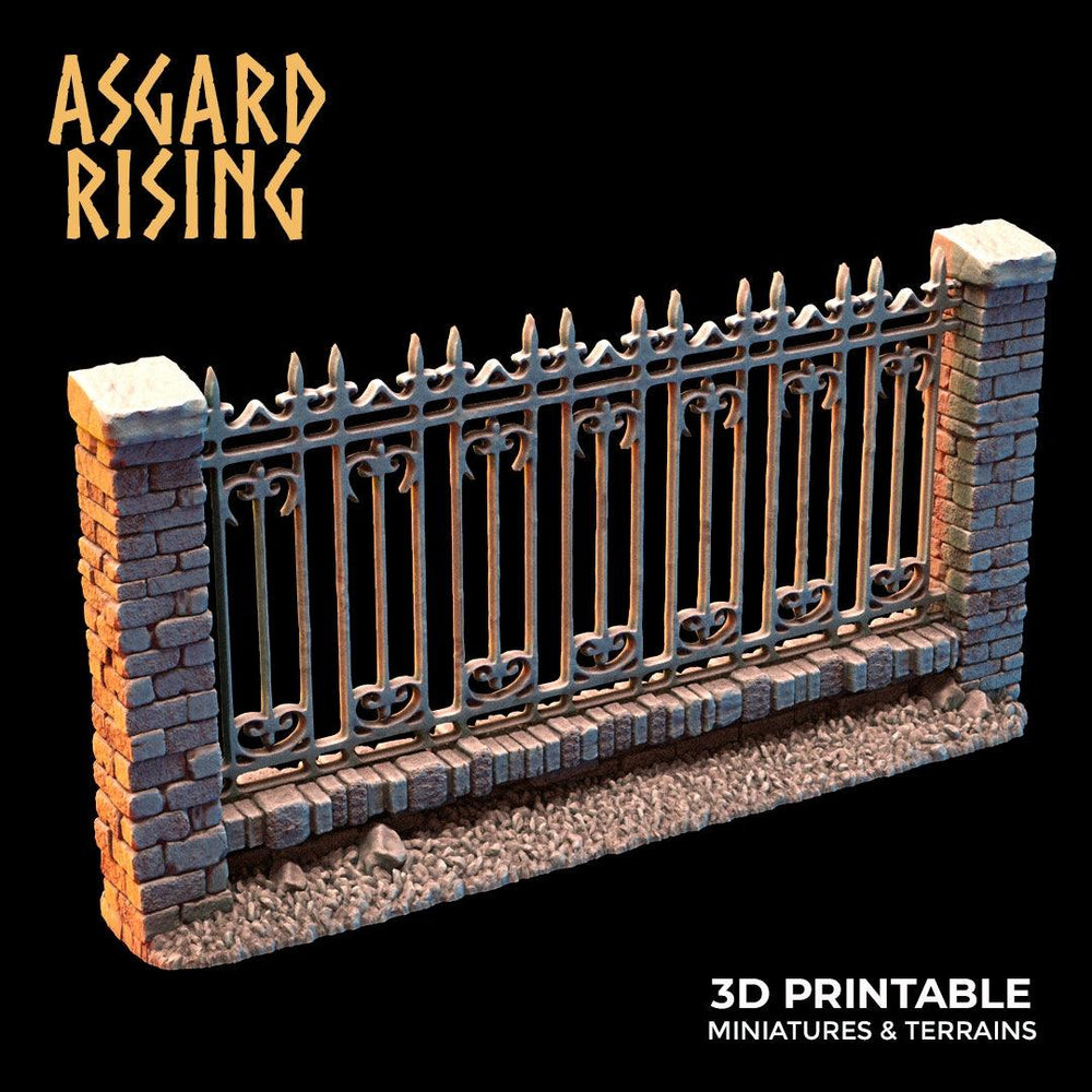 3D Printed Asgard Rising Cemetery Stone Wall Fence Set 28mm-32mm Ragnarok D&D (Online Only)