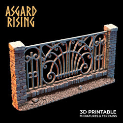3D Printed Asgard Rising Cemetery Stone Wall Fence Set 28mm-32mm Ragnarok D&D (Online Only)