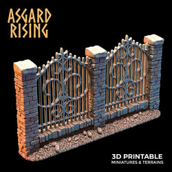 3D Printed Asgard Rising Cemetery Stone Wall Fence Set 28mm-32mm Ragnarok D&D (Online Only)