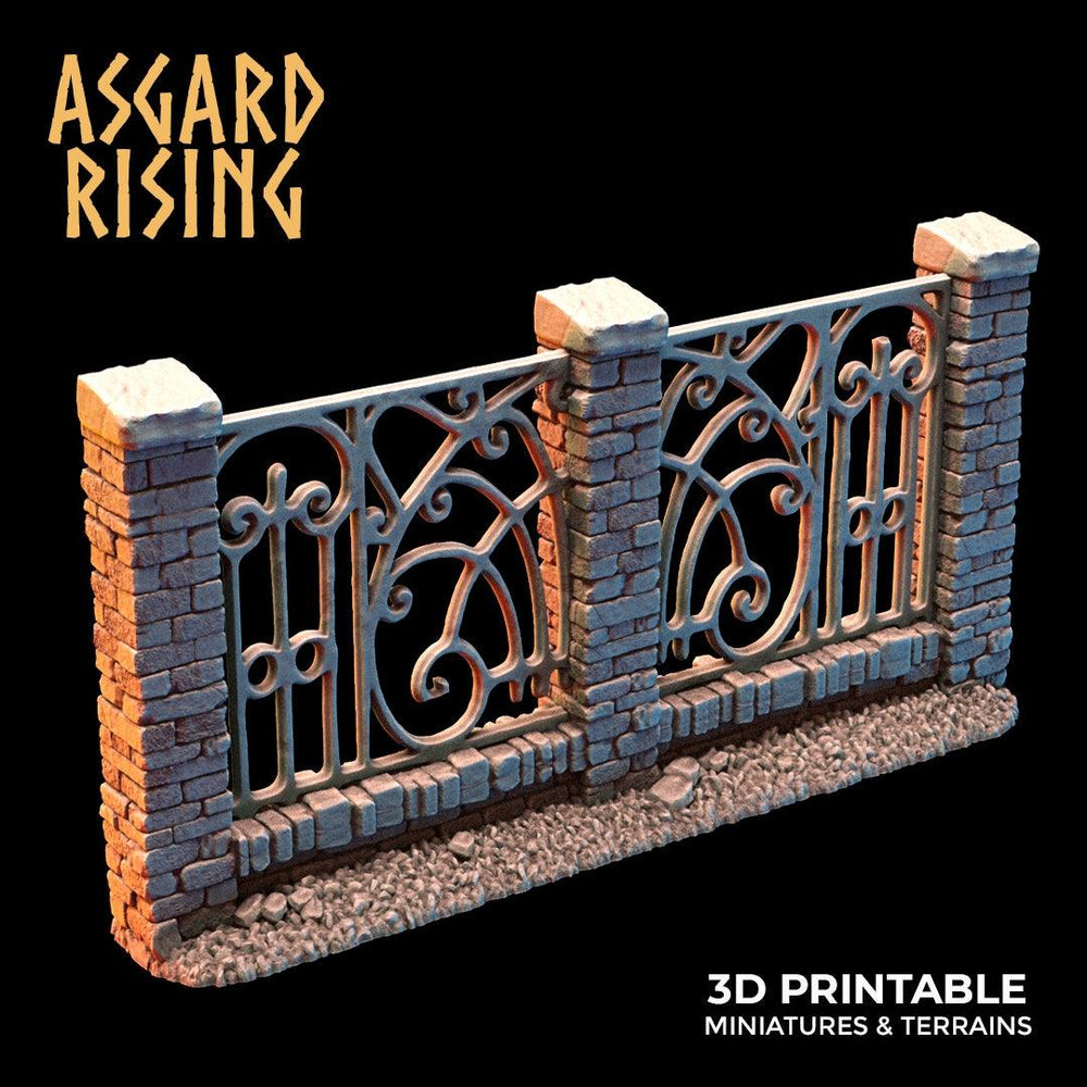 3D Printed Asgard Rising Cemetery Stone Wall Fence Set 28mm-32mm Ragnarok D&D (Online Only)