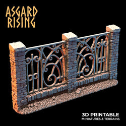 3D Printed Asgard Rising Cemetery Stone Wall Fence Set 28mm-32mm Ragnarok D&D (Online Only)