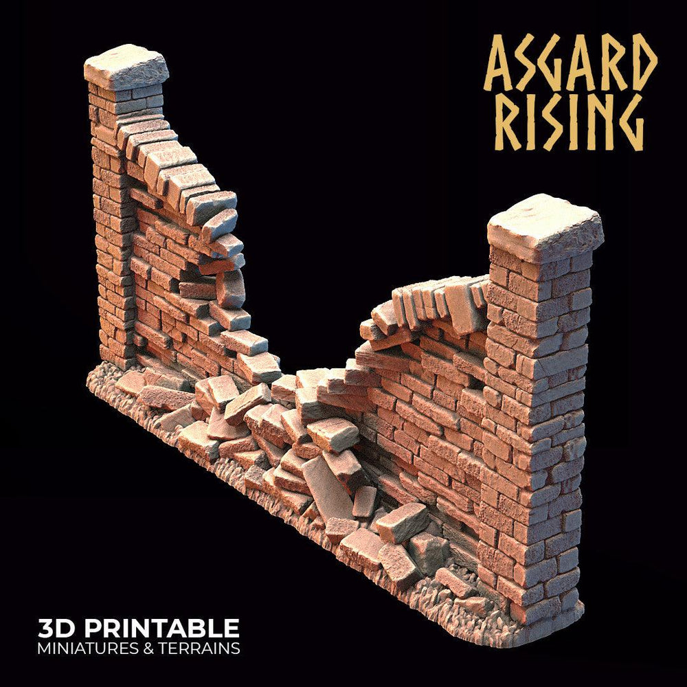 3D Printed Asgard Rising Cemetery Stone Wall Gate Set A 28mm-32mm Ragnarok D&D (Online Only)