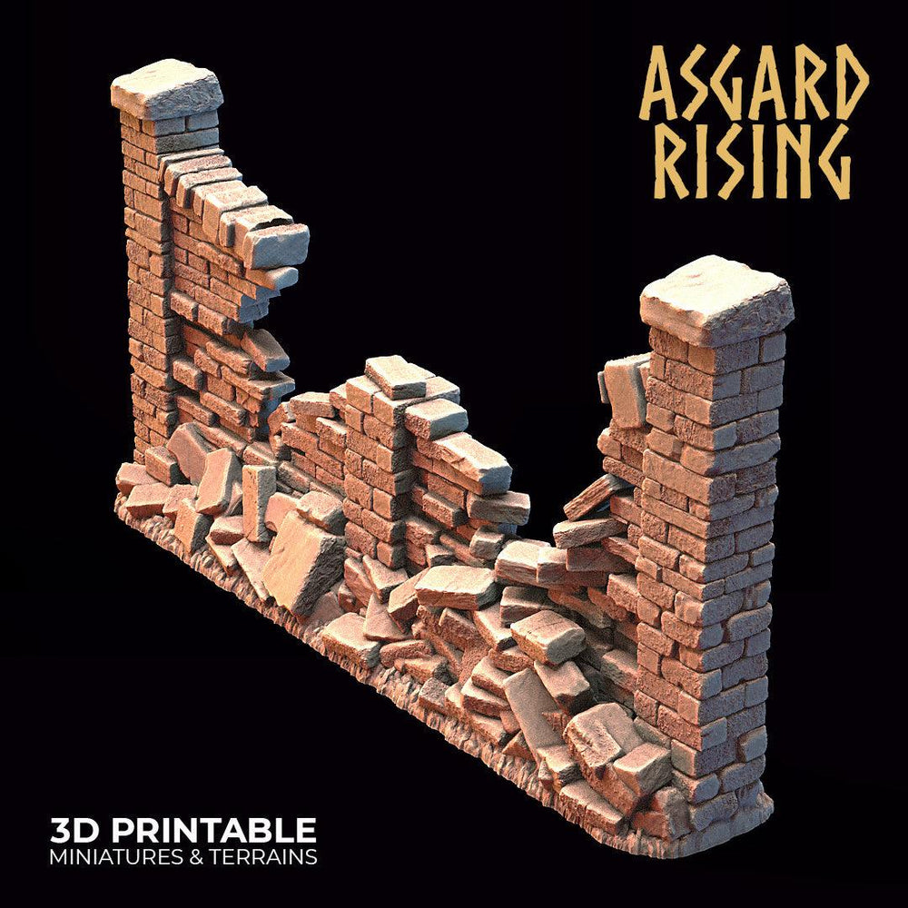 3D Printed Asgard Rising Cemetery Stone Wall Gate Set A 28mm-32mm Ragnarok D&D (Online Only)