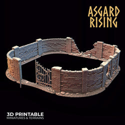 3D Printed Asgard Rising Cemetery Stone Wall Gate Set B 28mm-32mm Ragnarok D&D (Online Only)