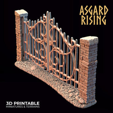 3D Printed Asgard Rising Cemetery Stone Wall Gate Set B 28mm-32mm Ragnarok D&D (Online Only)