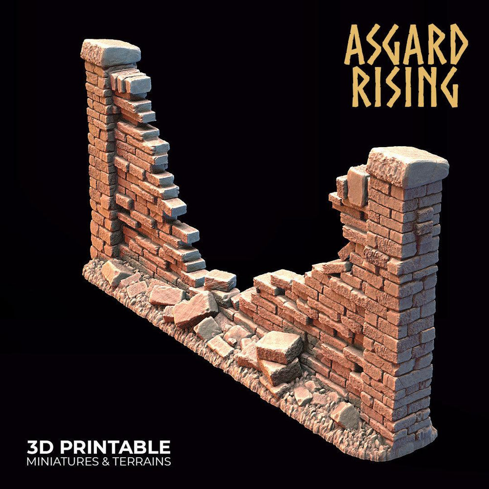 3D Printed Asgard Rising Cemetery Stone Wall Gate Set B 28mm-32mm Ragnarok D&D (Online Only)