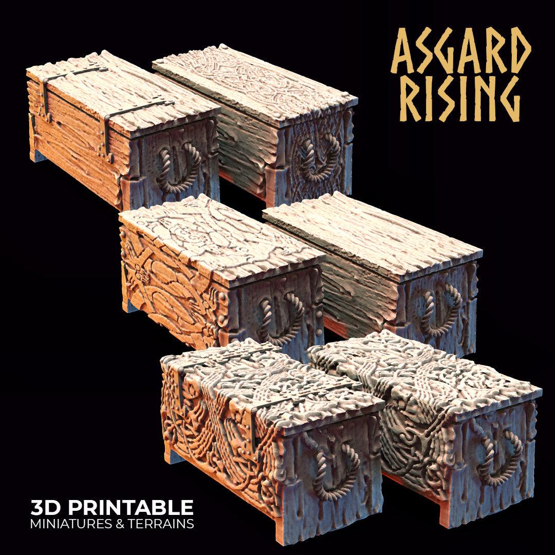 3D Printed Asgard Rising Chests Set 28mm - 32mm Ragnarok D&D (Online Only)