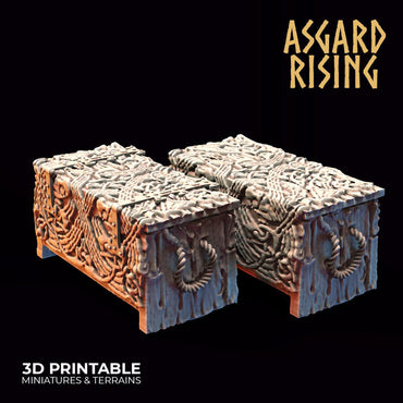 3D Printed Asgard Rising Chests Set 28mm - 32mm Ragnarok D&D (Online Only)