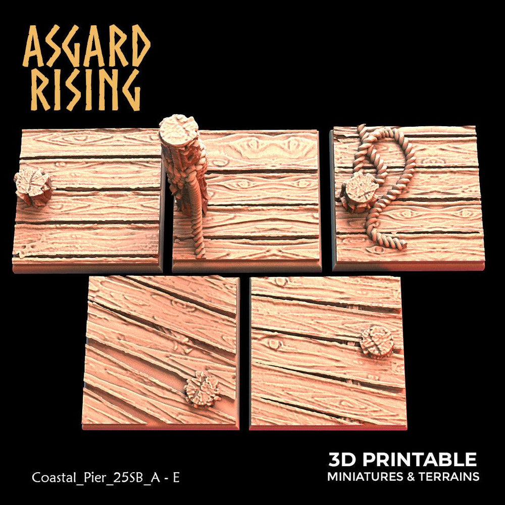 3D Printed Asgard Rising Coastal Pier Set 1 - 20 25 30 35mm Square Bases 28 32 mm Wargaming DnD (Online Only)