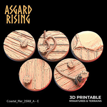 3D Printed Asgard Rising Coastal Pier Set 1 - 25 28 32 35mm Round Bases 28 32 mm Wargaming DnD (Online Only)