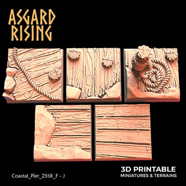 3D Printed Asgard Rising Coastal Pier Set 2 - 20 25 30 35mm Square Bases 28 32 mm Wargaming DnD (Online Only)